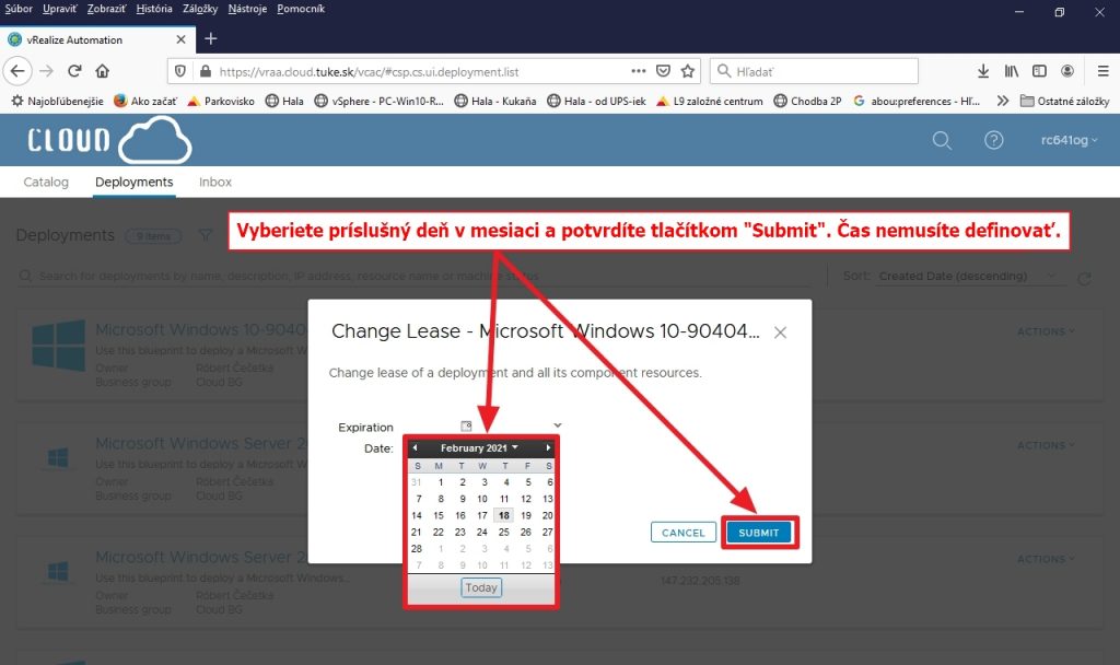 Výber dátumu predĺženia